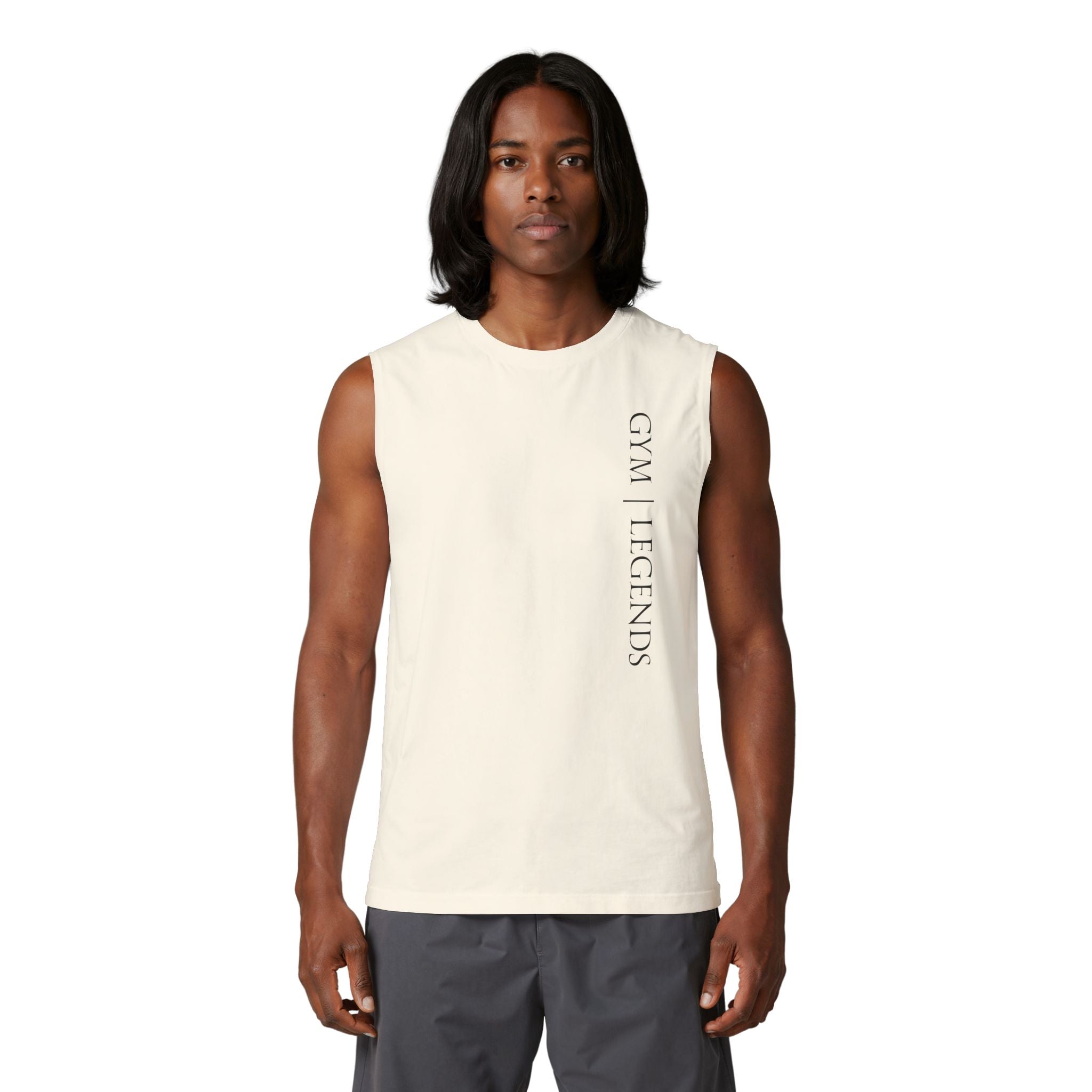 Gym Legends Muscle Tank — Vertical Chest Print Fitness Tank Top