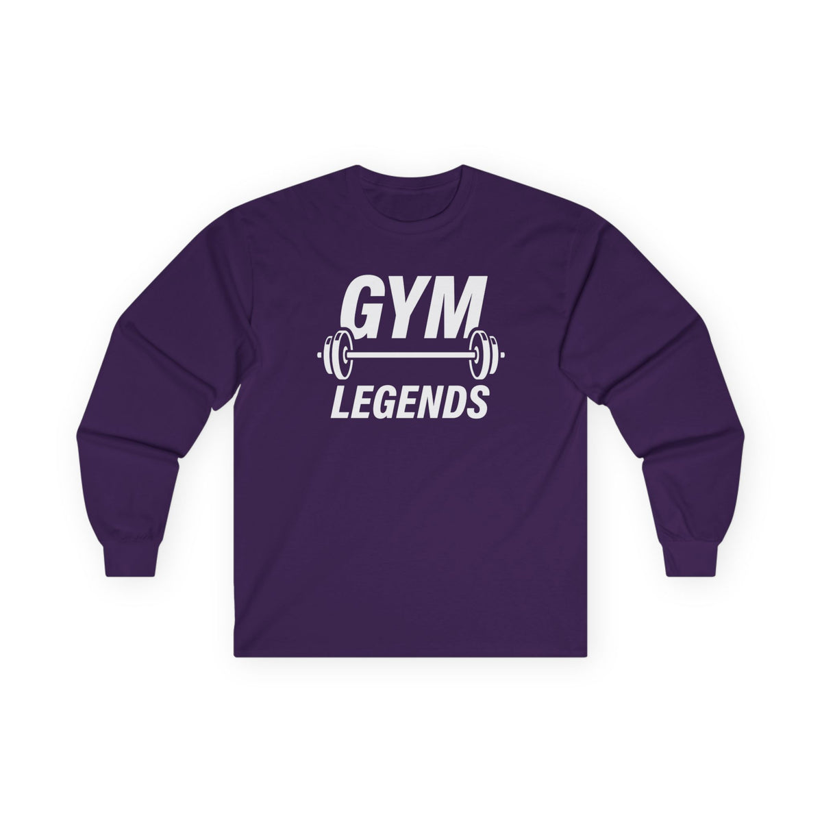 Gym Legends Long Sleeve Tee — Athletic Workout Shirt with Barbell Graphic