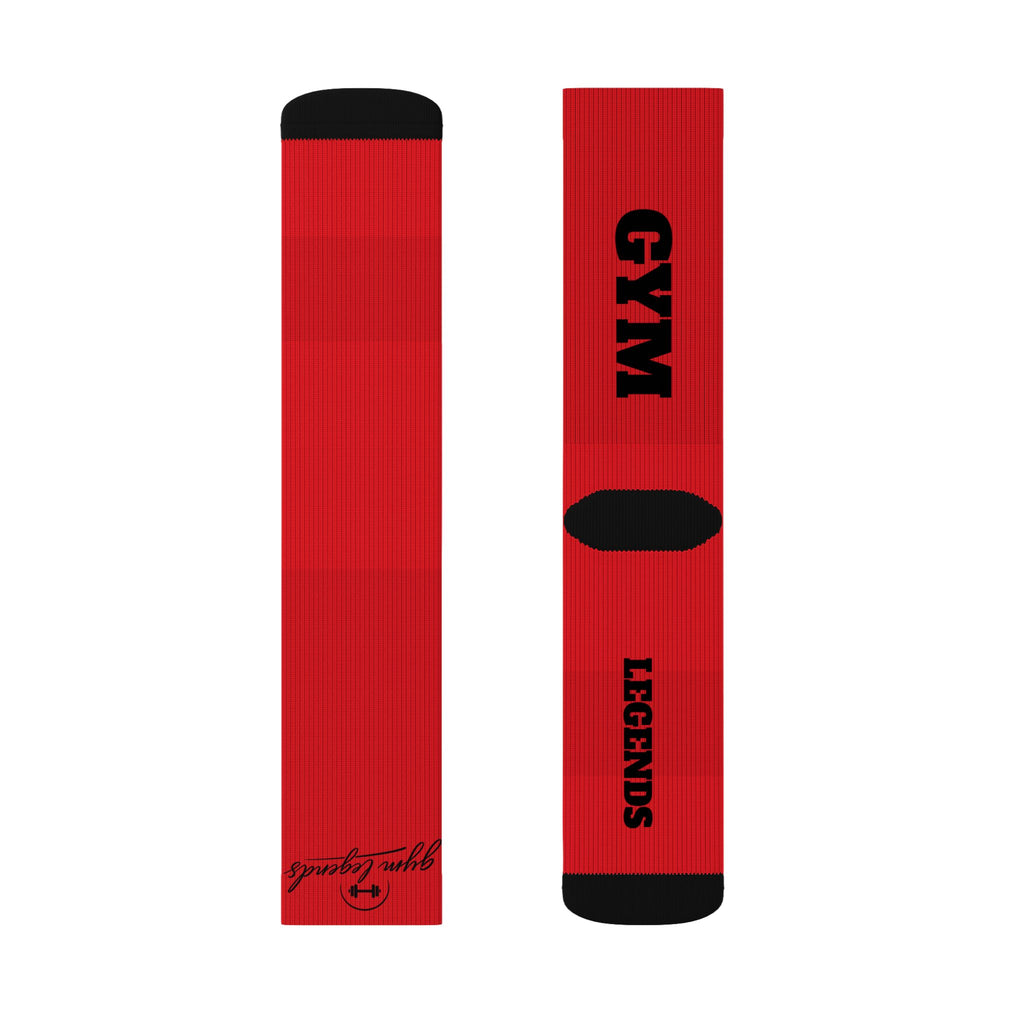 Gym Legends Sublimation Socks red elite — 'GYM' & 'LEGENDS' Athletic Crew Socks
