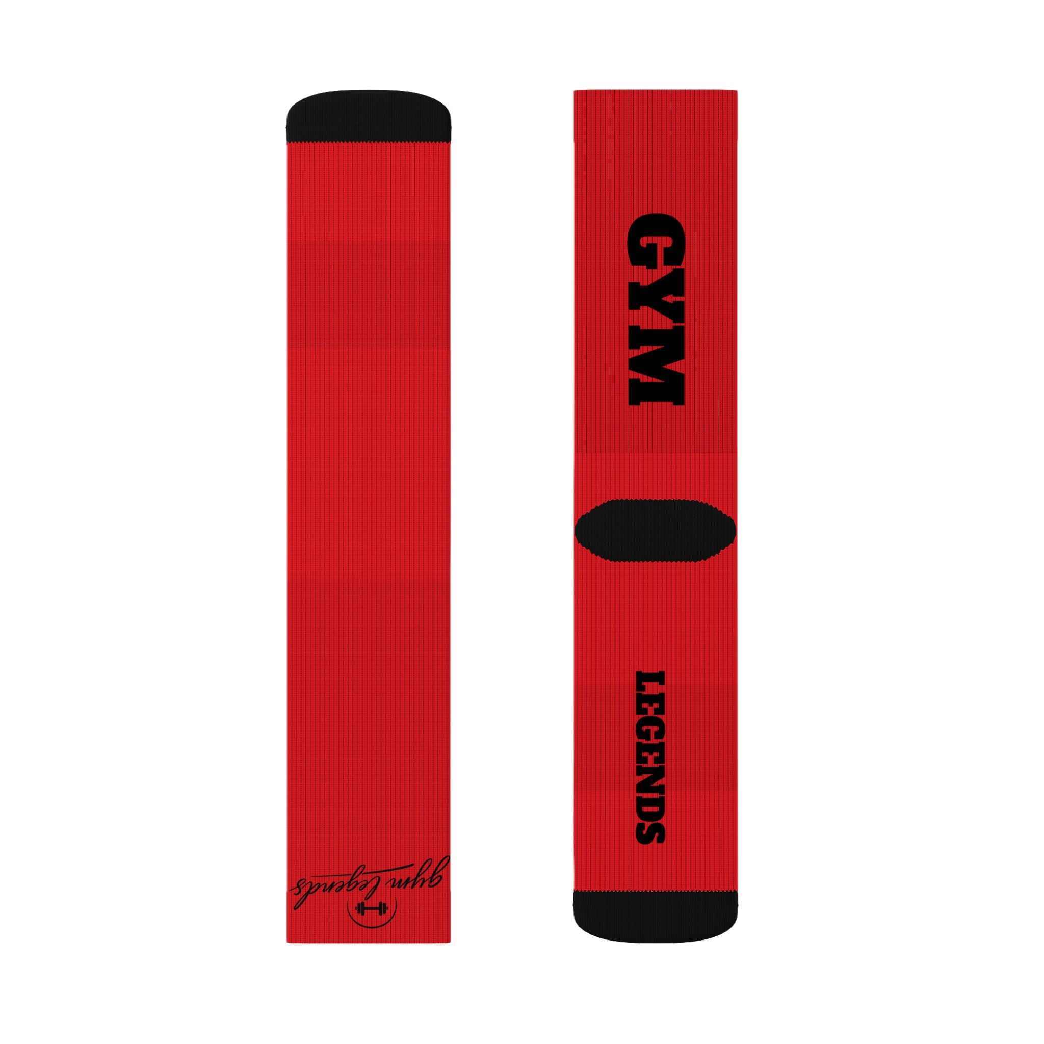 Gym Legends Sublimation Socks red elite — 'GYM' & 'LEGENDS' Athletic Crew Socks