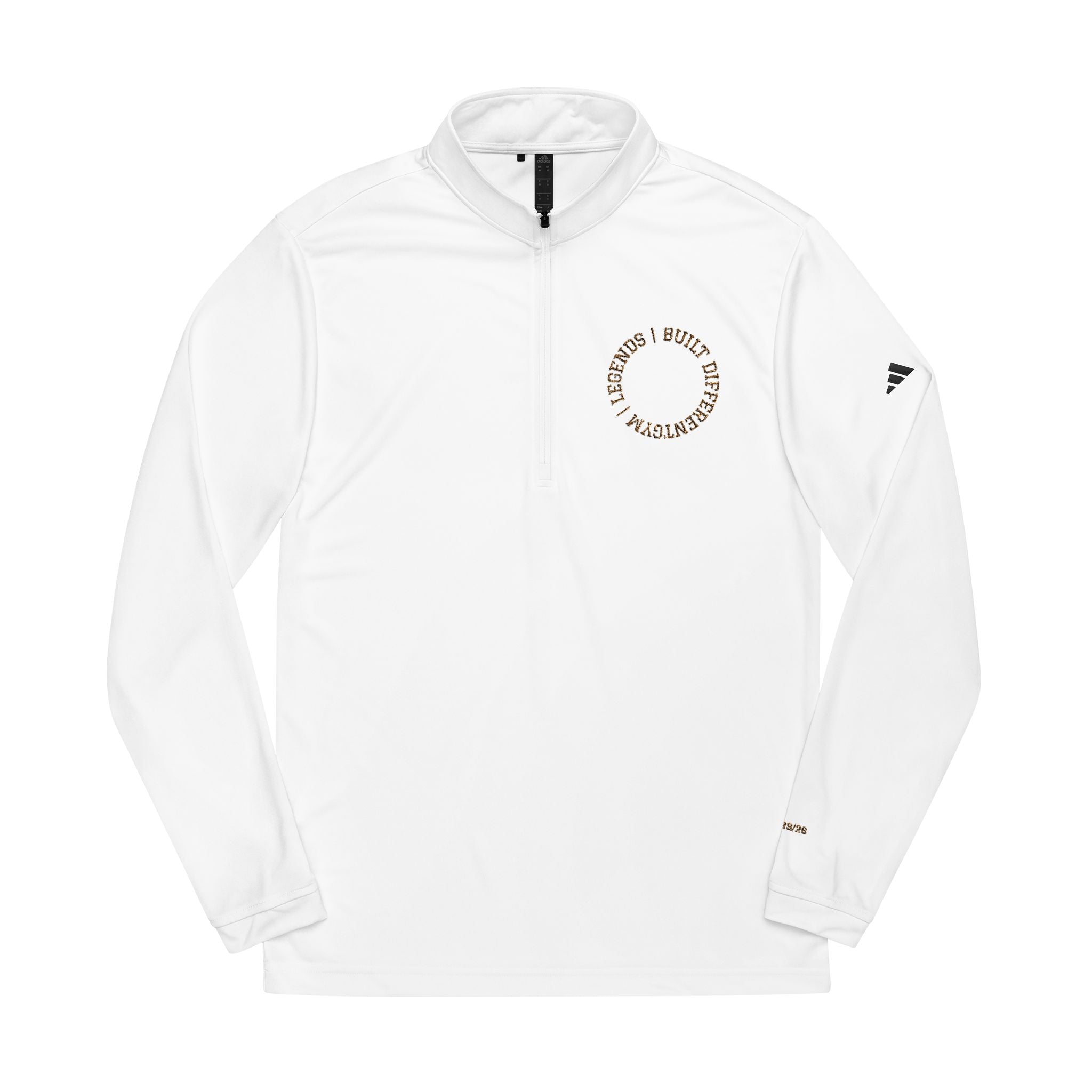 Embroidered Quarter‑Zip Pullover — White adidas® Performance Top