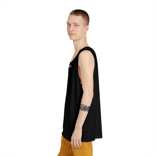 Black Men's Tank Top — Lightweight Casual AOP Muscle Tee