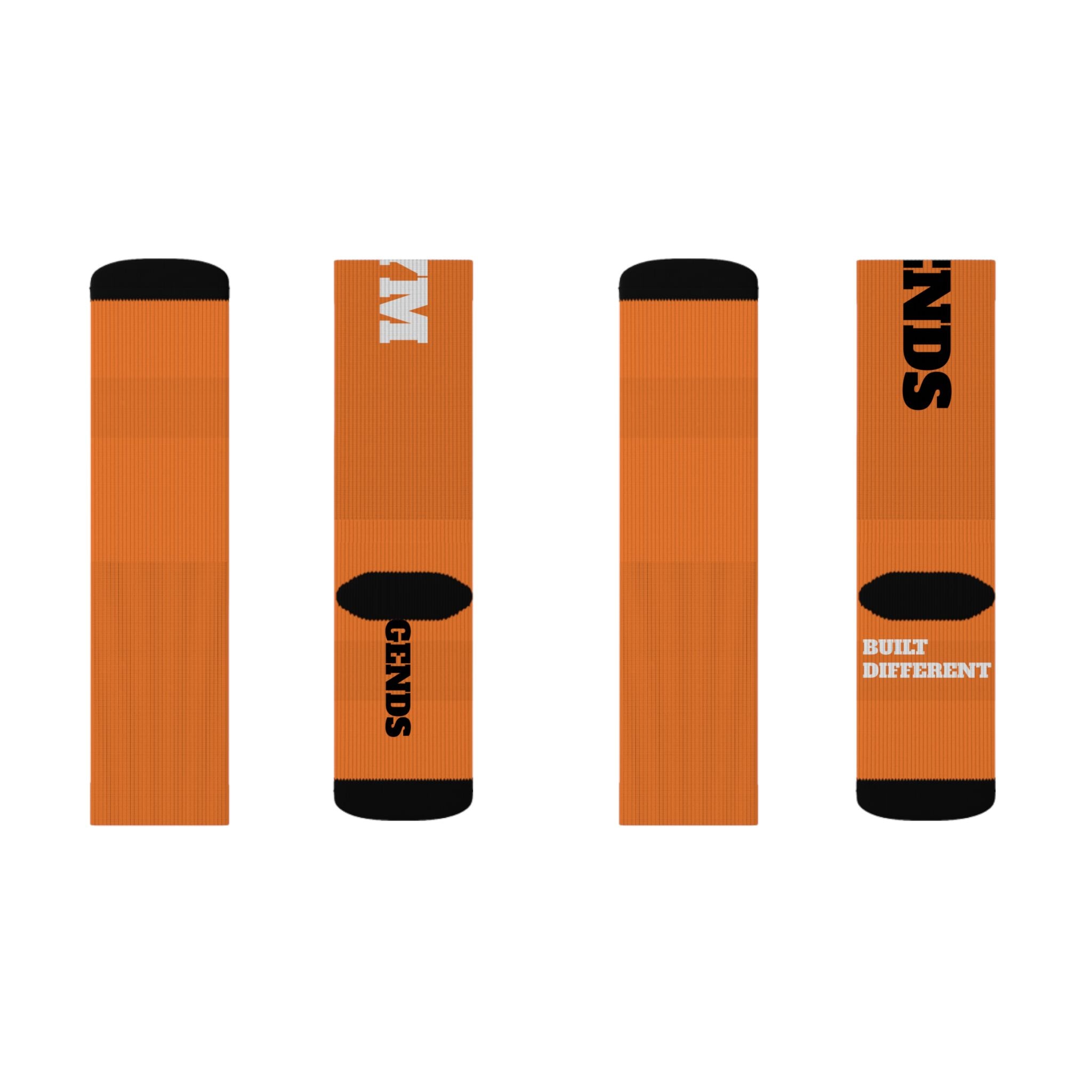 Gym Legends Sublimation Socks orange Tygy— 'GYM' & 'LEGENDS' Athletic Crew Socks
