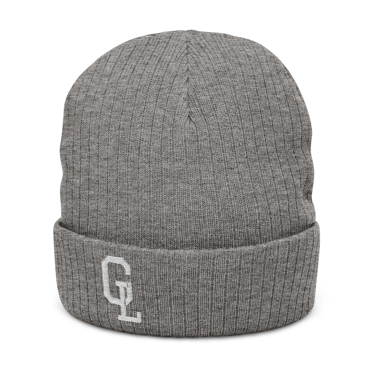 Embroidered Ribbed Beanie — Classic Monogram Winter Hat