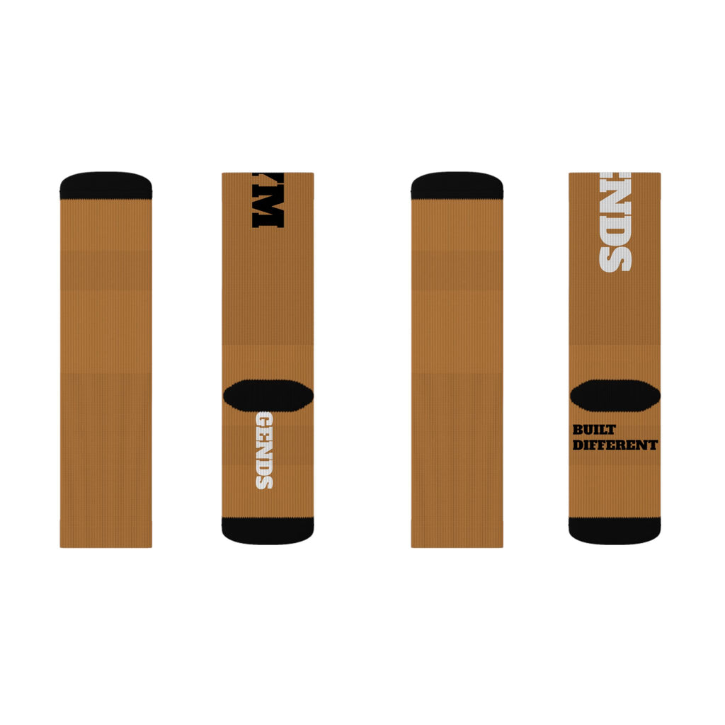 Copy of Gym Legends Sublimation Socks Gold fish— 'GYM' & 'LEGENDS' Athletic Crew Socks