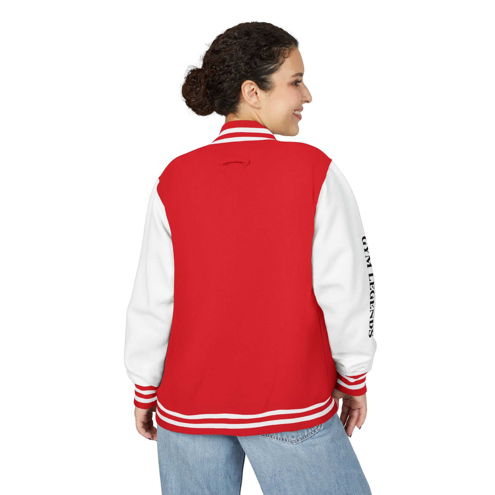 Letterman Jacket — Red & White "LG" Varsity Jacket with 'GVM LEGENDS' Sleeve