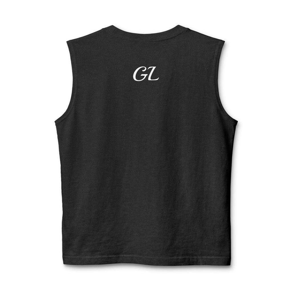 Gym Legends Muscle Tank — Minimal Athletic Sleeveless Shirt ("Gym Legends" Front, GL Back)