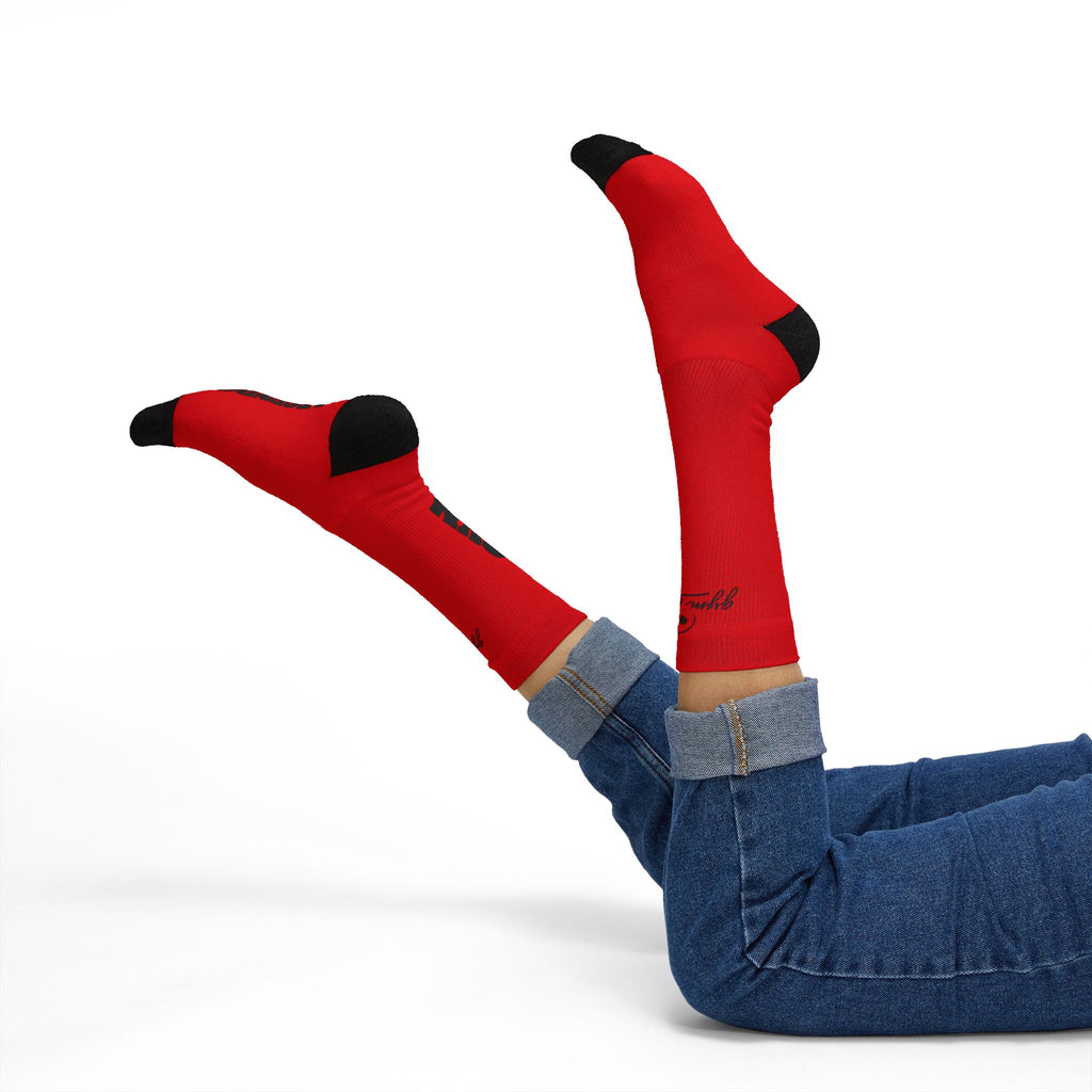 Gym Legends Sublimation Socks red elite — 'GYM' & 'LEGENDS' Athletic Crew Socks