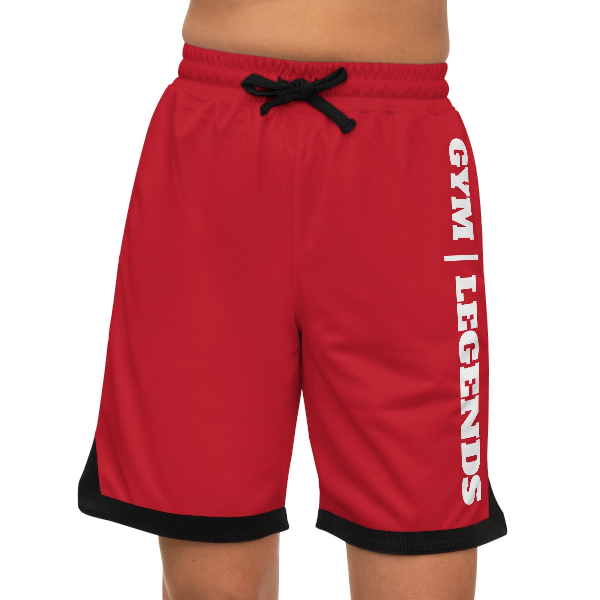 Gym Legends Basketball Shorts — Red Ribbed Athletic Shorts