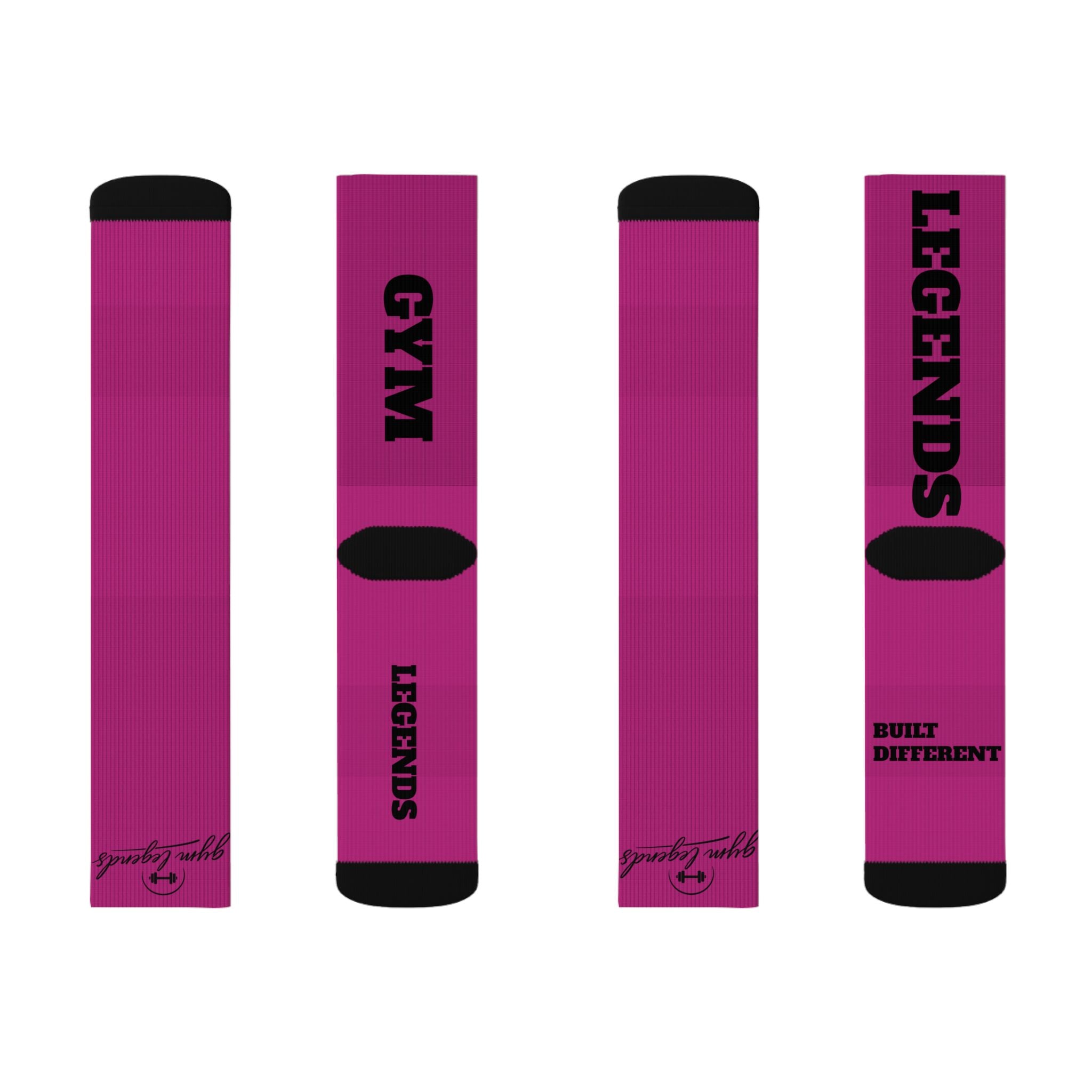 Gym Legends Sublimation Socks pink savage — 'GYM' & 'LEGENDS' Athletic Crew Socks