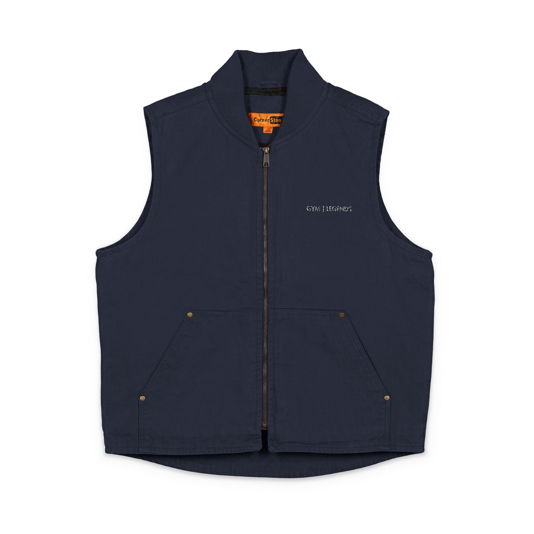 Embroidery Gym legends Duck Cloth Work Vest — Durable Washed Canvas Utility Vest