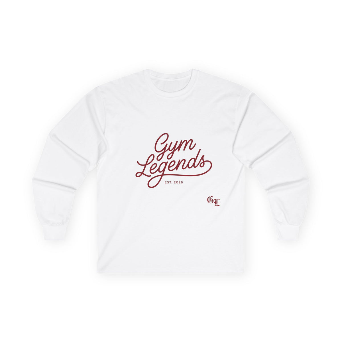 Gym Legends Long Sleeve Tee — Retro Script Fitness Shirt
