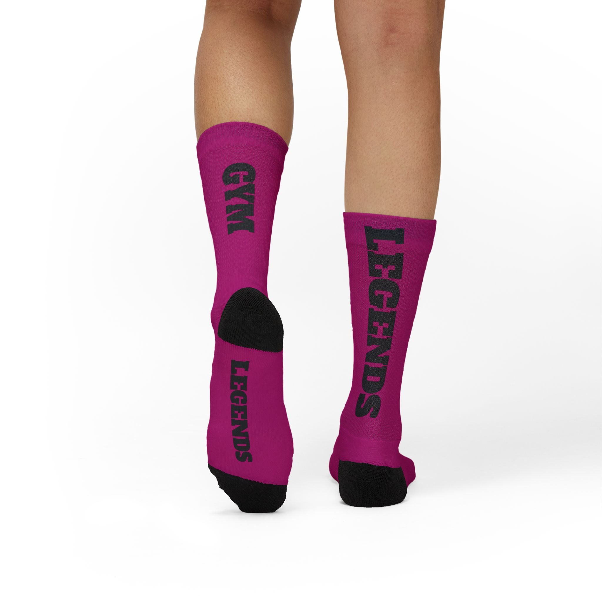 Gym Legends Sublimation Socks pink savage — 'GYM' & 'LEGENDS' Athletic Crew Socks