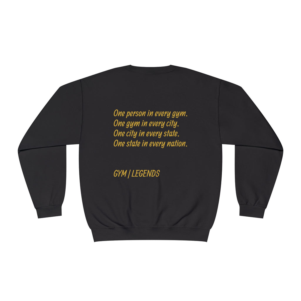 Gym Legends Crewneck Sweatshirt — "Gym, Legends" Motivational Fitness Pullover