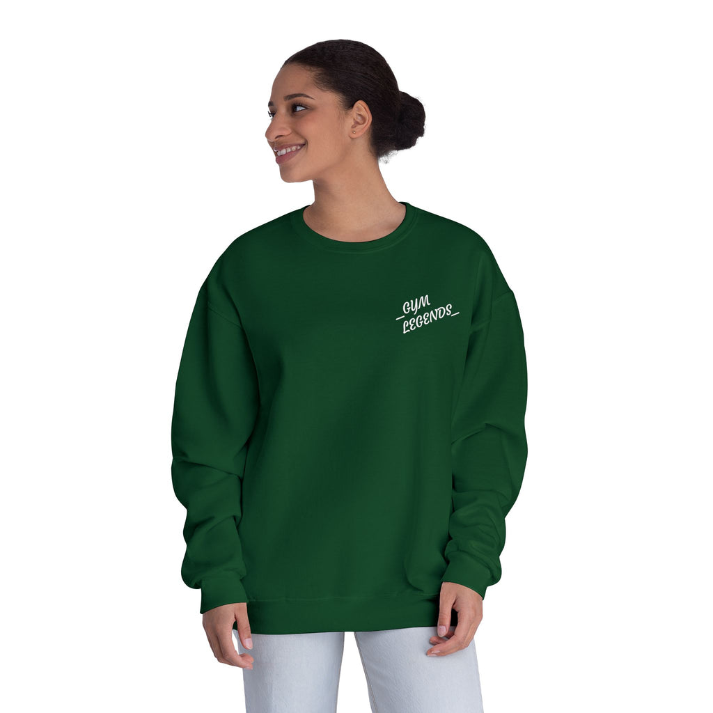 Gym Legends Crewneck Sweatshirt — "Gym, Legends" Motivational Fitness Pullover