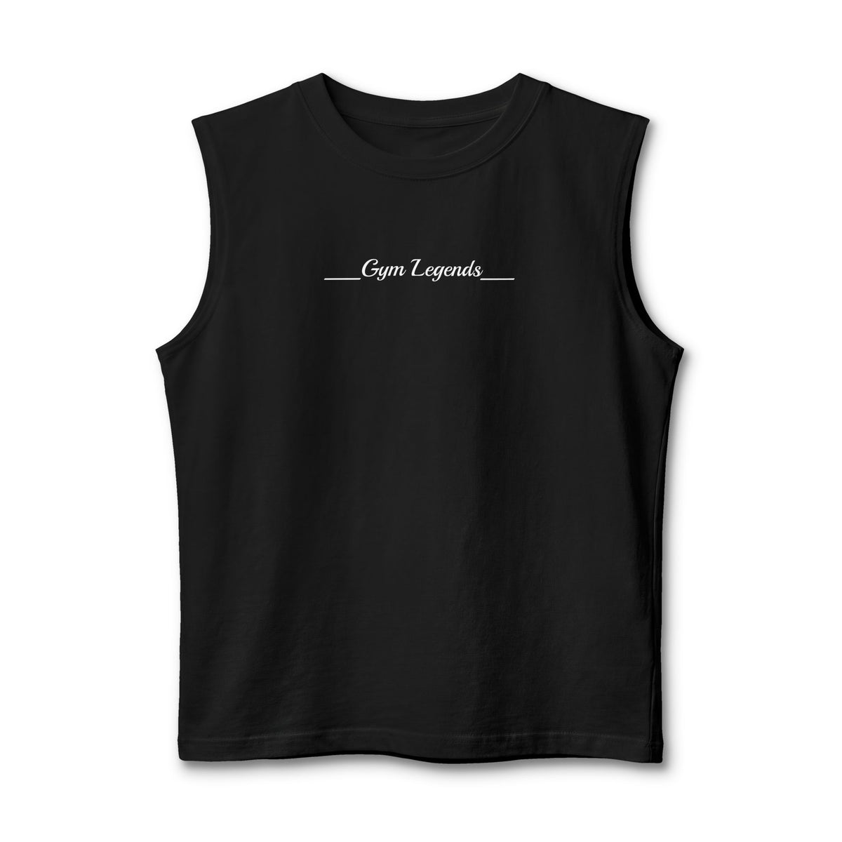 Gym Legends Muscle Tank — Minimal Athletic Sleeveless Shirt ("Gym Legends" Front, GL Back)