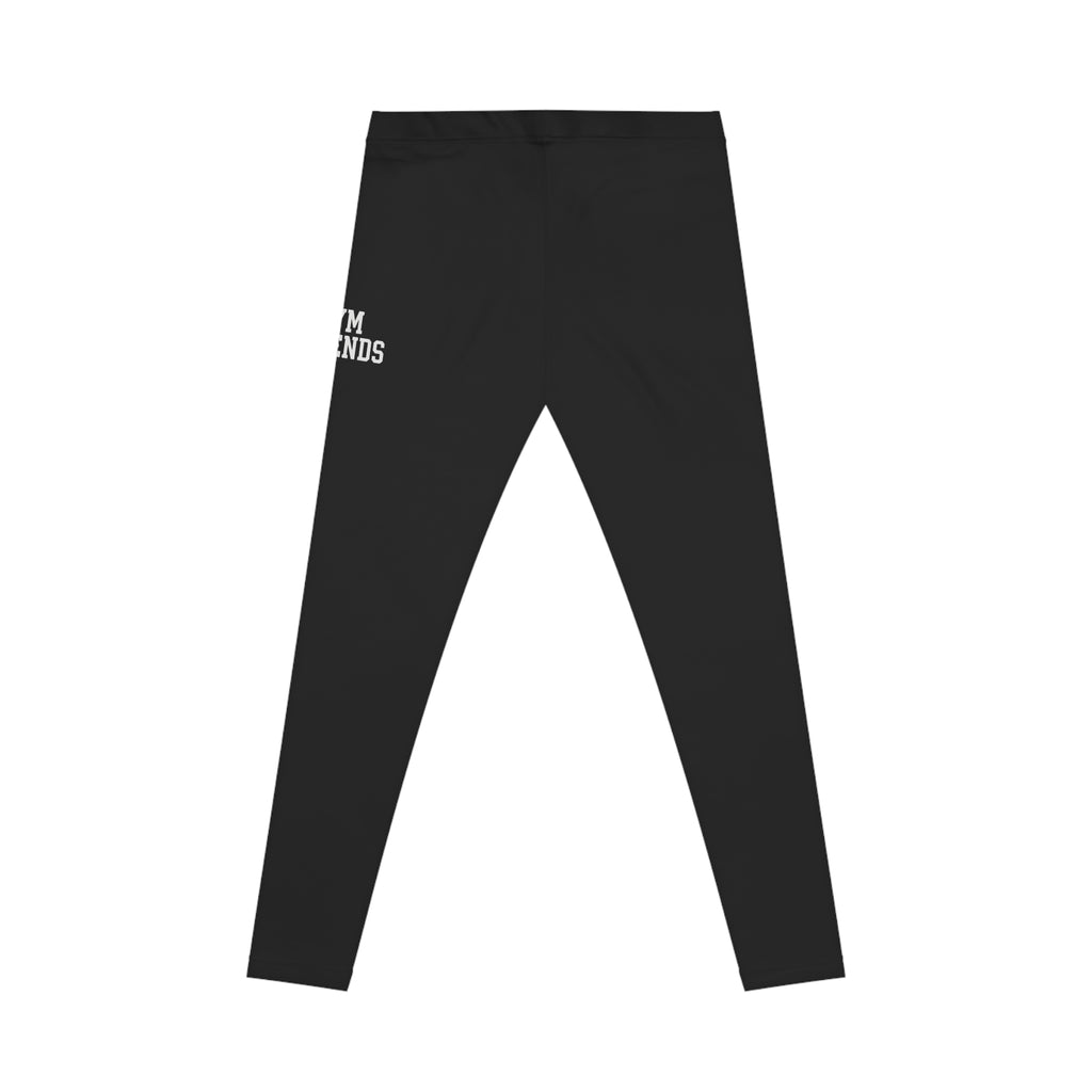 Women's Black Casual Leggings — 'Gym Legends' Side Text Athletic Leggings