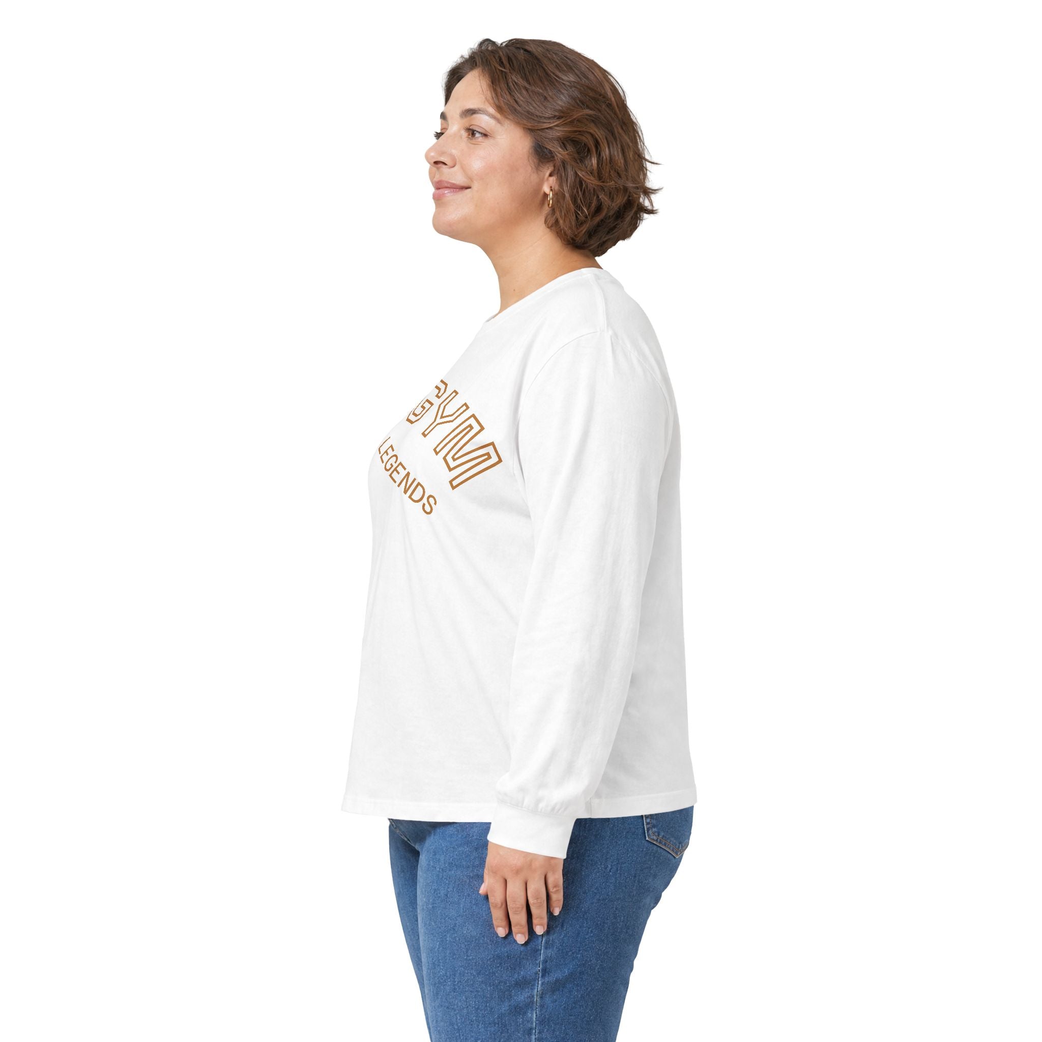 Gym Legends Long Sleeve Tee — Retro Arched 'GYM' Design