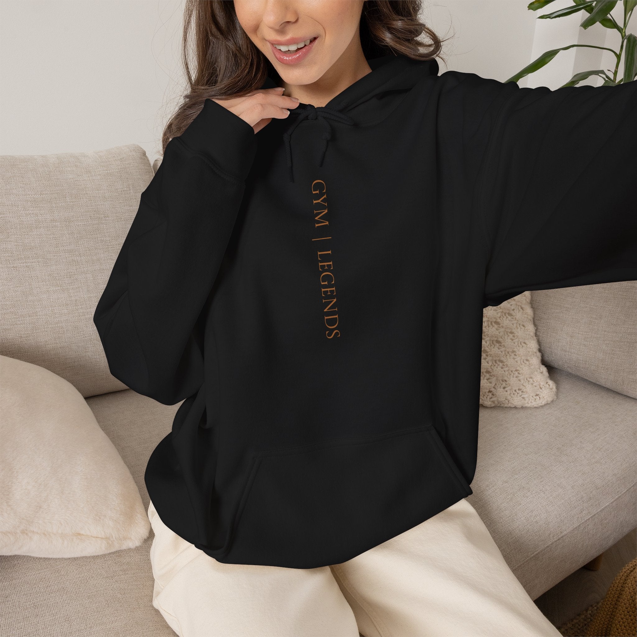 Minimal 'Breathe' Vertical Text Hoodie - Soft White Relaxed Sweatshirt