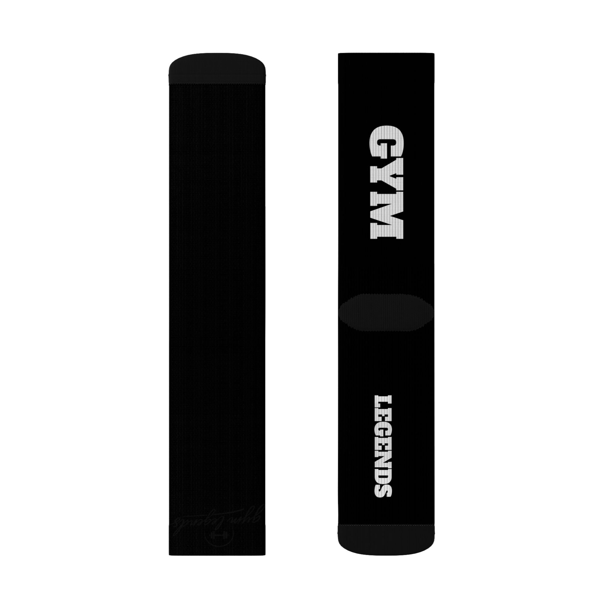 Gym Legends Sublimation Socks Black mind body soul — 'GYM' & 'LEGENDS' Athletic Crew Socks