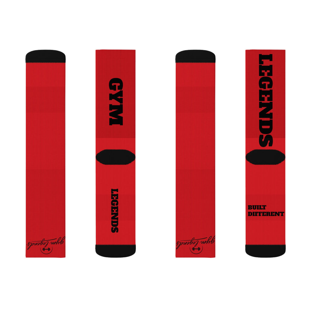 Gym Legends Sublimation Socks red elite — 'GYM' & 'LEGENDS' Athletic Crew Socks