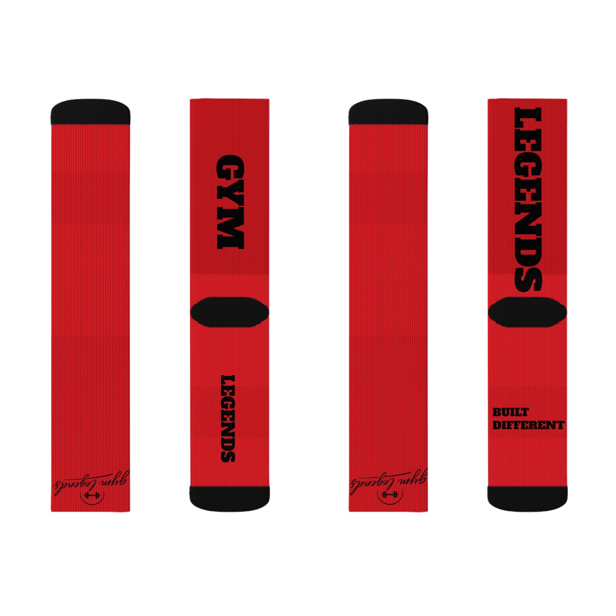 Gym Legends Sublimation Socks red elite — 'GYM' & 'LEGENDS' Athletic Crew Socks