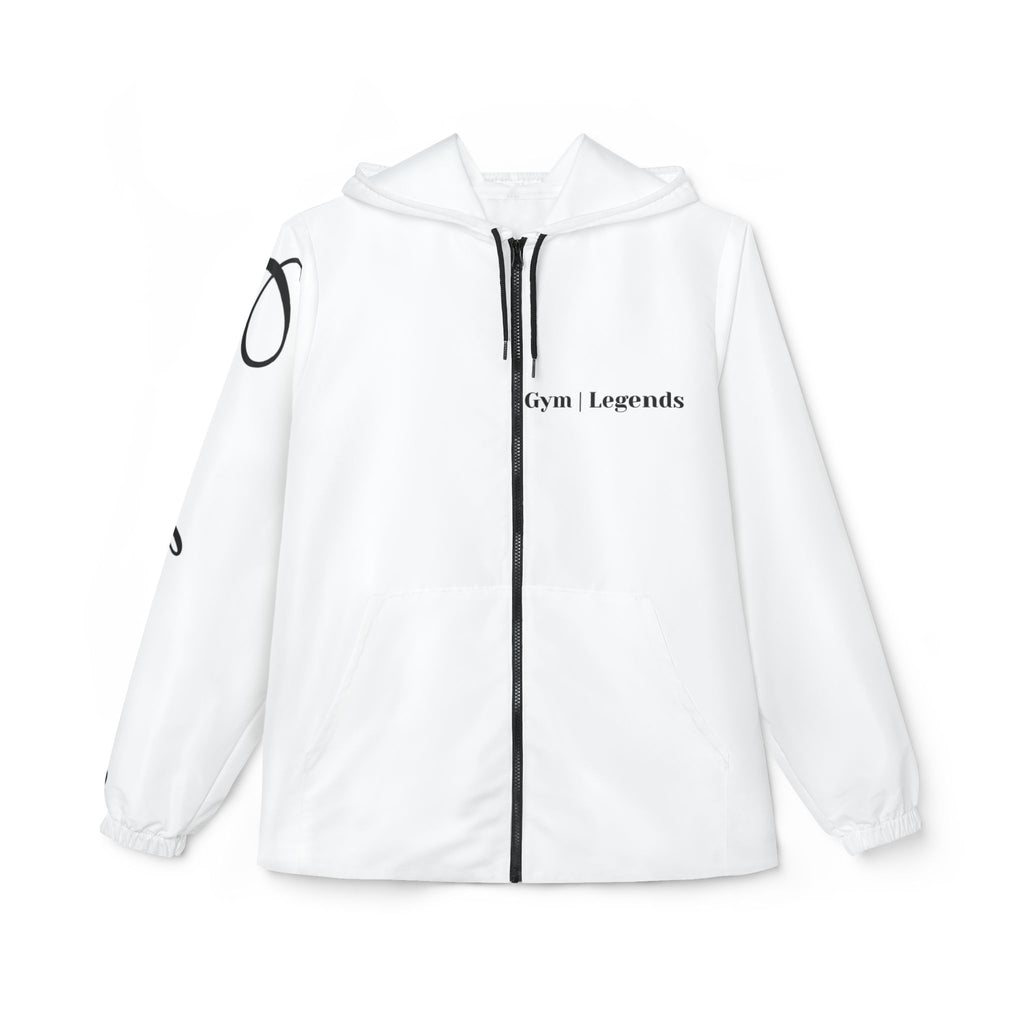 Gym legends Windbreaker Jacket - 'Gym | Legends' Minimal White Hooded Athletic Windbreaker