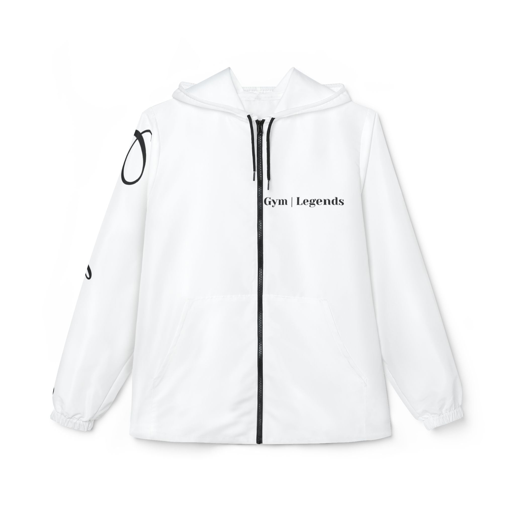 Gym legends Windbreaker Jacket - 'Gym | Legends' Minimal White Hooded Athletic Windbreaker