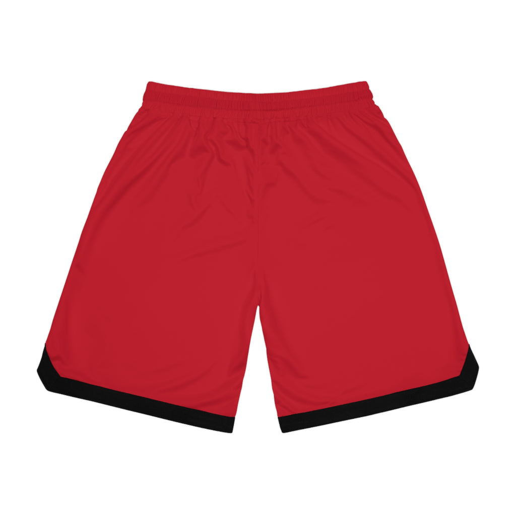 Gym Legends Basketball Shorts — Red Ribbed Athletic Shorts
