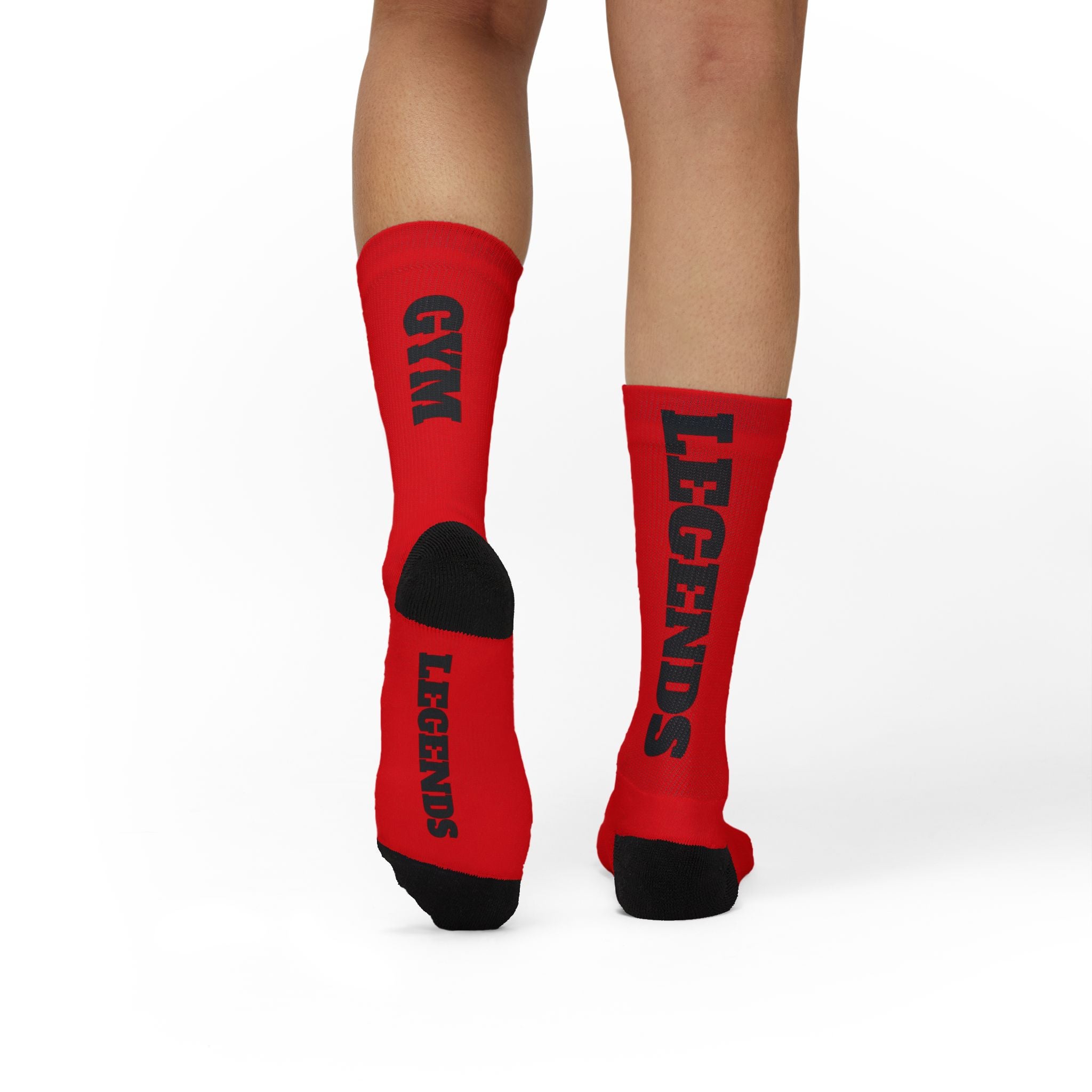 Gym Legends Sublimation Socks red elite — 'GYM' & 'LEGENDS' Athletic Crew Socks