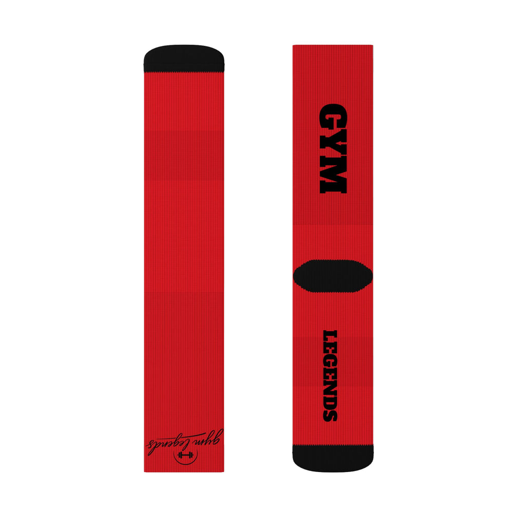 Gym Legends Sublimation Socks red elite — 'GYM' & 'LEGENDS' Athletic Crew Socks
