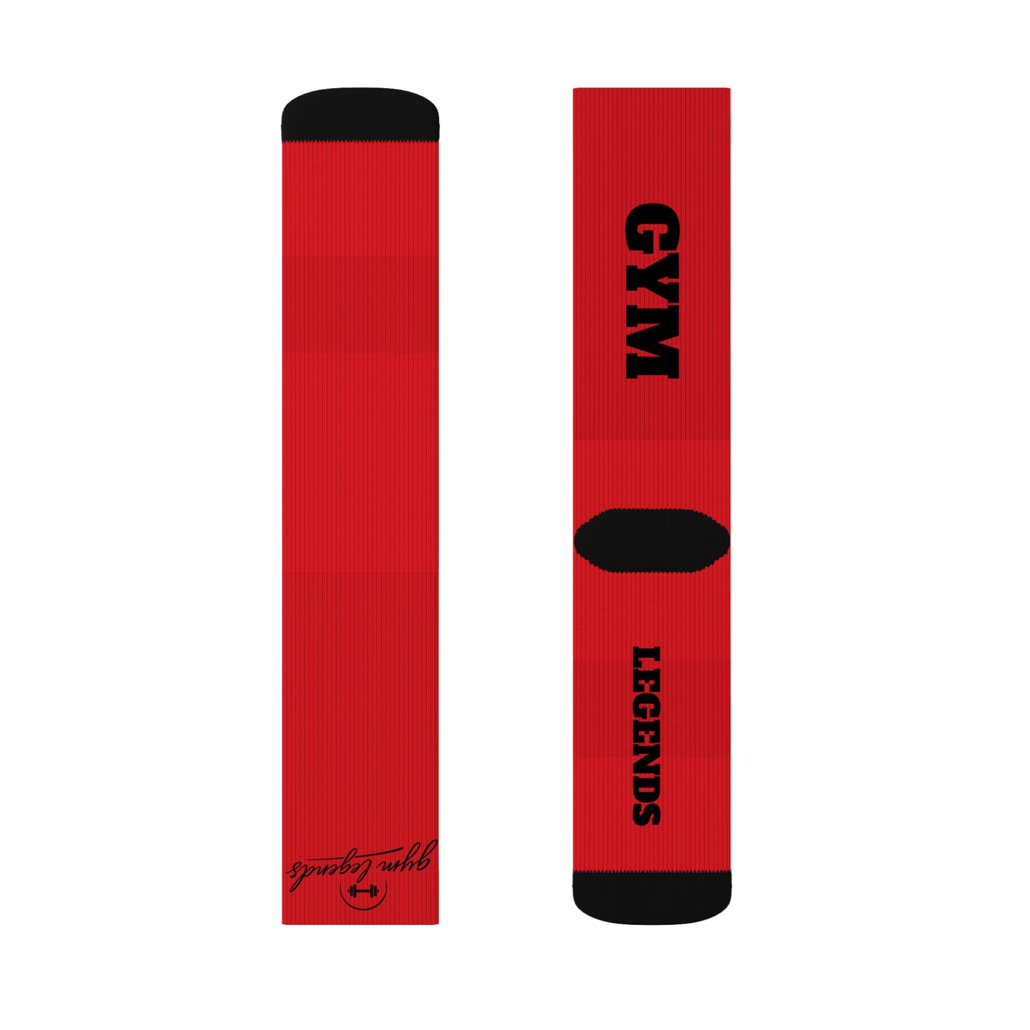 Gym Legends Sublimation Socks red elite — 'GYM' & 'LEGENDS' Athletic Crew Socks