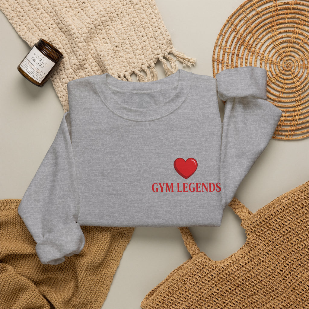 Gym Legends Crewneck Sweatshirt – Heart Logo Fitness Pullover