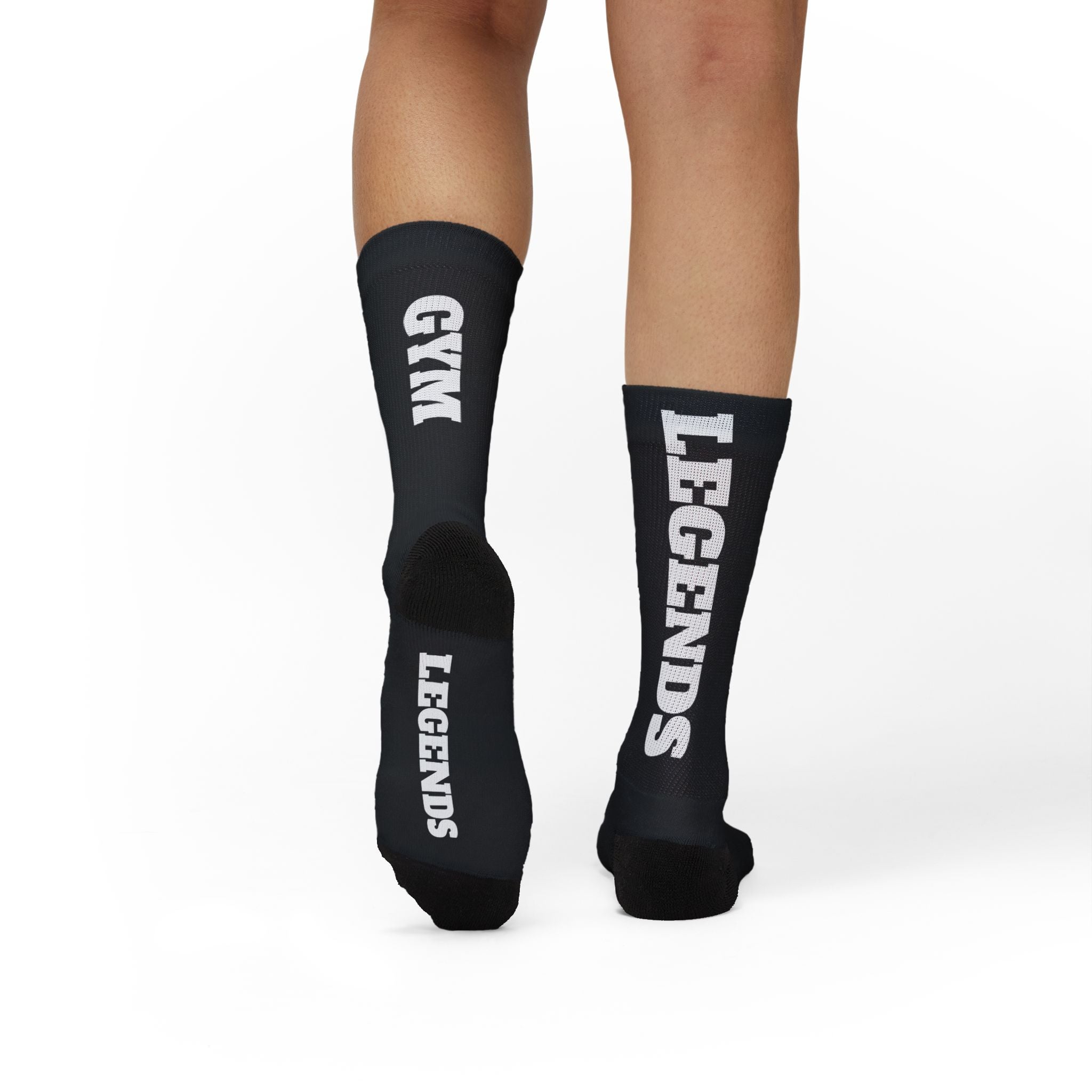 Gym Legends Sublimation Socks Black mind body soul — 'GYM' & 'LEGENDS' Athletic Crew Socks