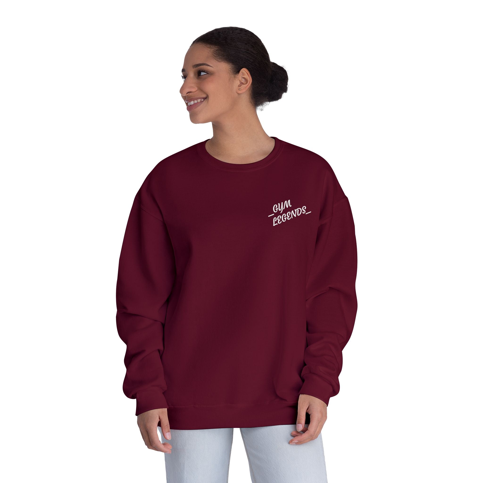 Gym Legends Crewneck Sweatshirt — "Gym, Legends" Motivational Fitness Pullover