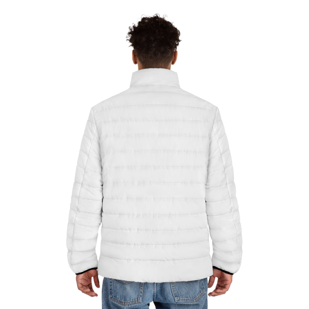 Gym Legends All-Over Print Puffer Jacket — White Quilted Lightweight Winter Coat