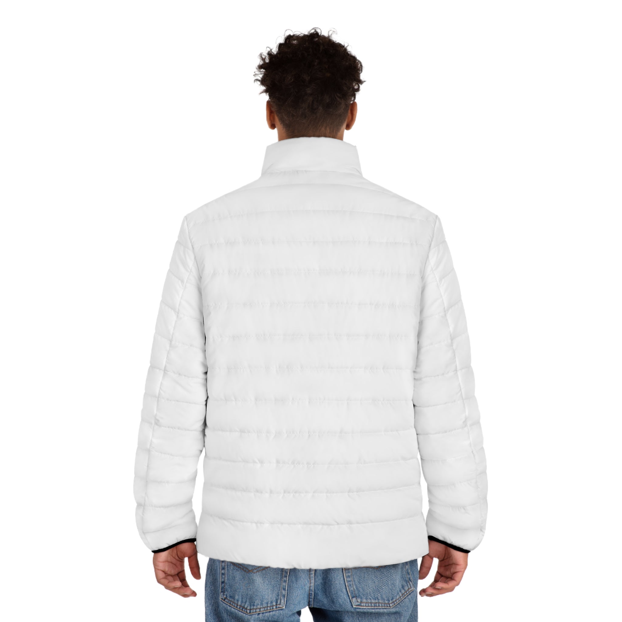 Gym Legends All-Over Print Puffer Jacket — White Quilted Lightweight Winter Coat