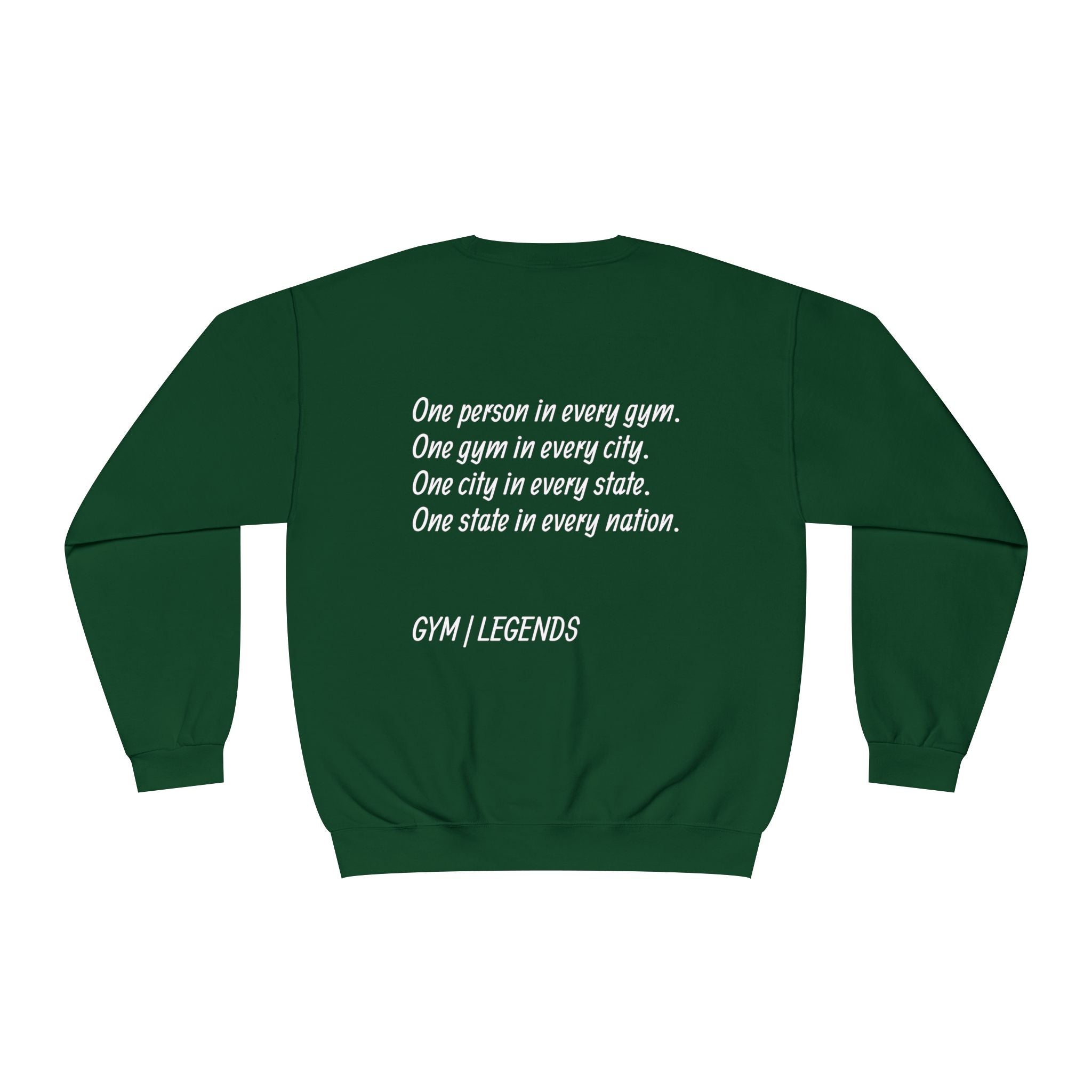 Gym Legends Crewneck Sweatshirt — "Gym, Legends" Motivational Fitness Pullover