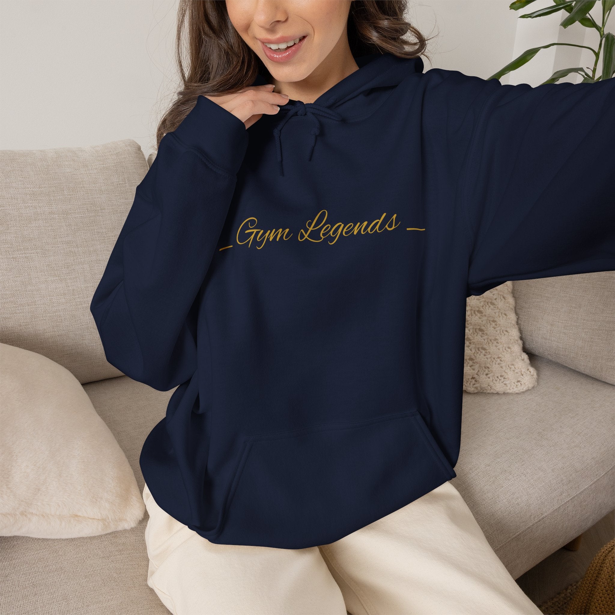 Gym Legend Hoodie — Minimal Gold Script Fitness Pullover