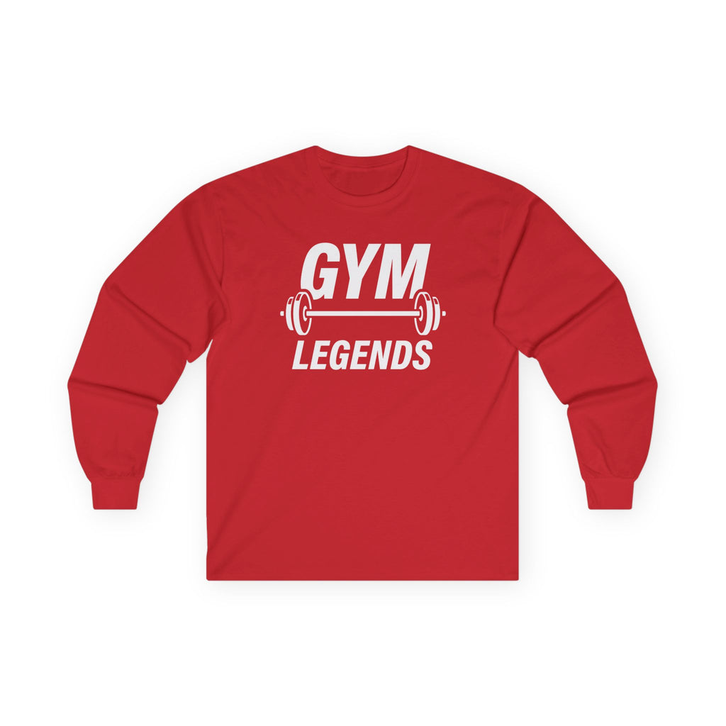 Gym Legends Long Sleeve Tee — Athletic Workout Shirt with Barbell Graphic