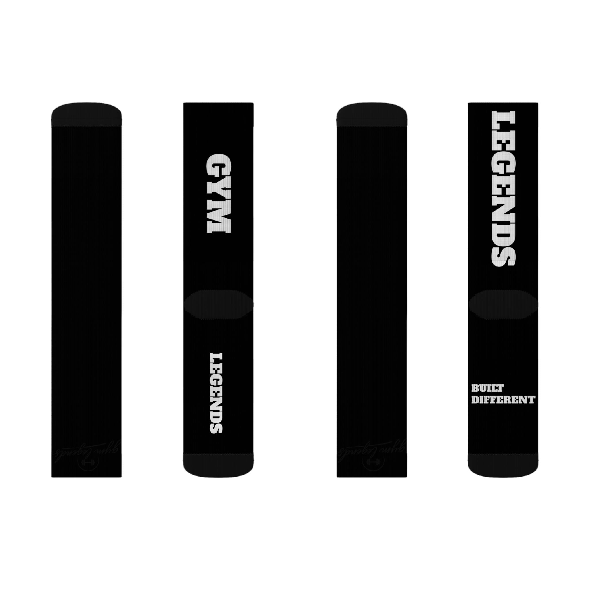 Gym Legends Sublimation Socks Black mind body soul — 'GYM' & 'LEGENDS' Athletic Crew Socks
