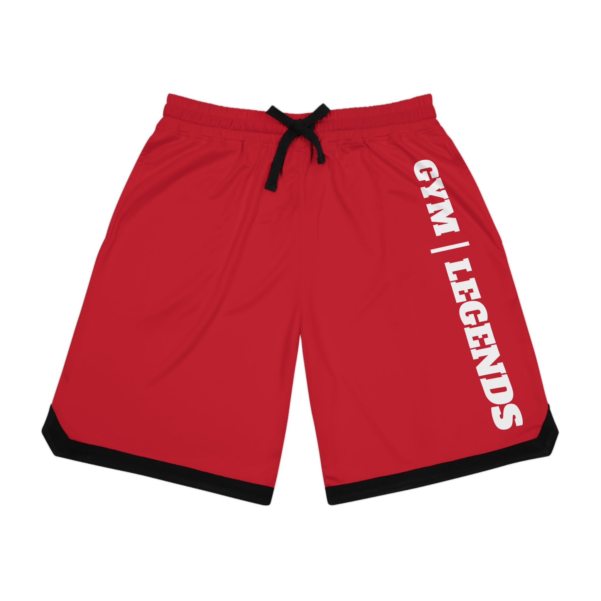 Gym Legends Basketball Shorts — Red Ribbed Athletic Shorts