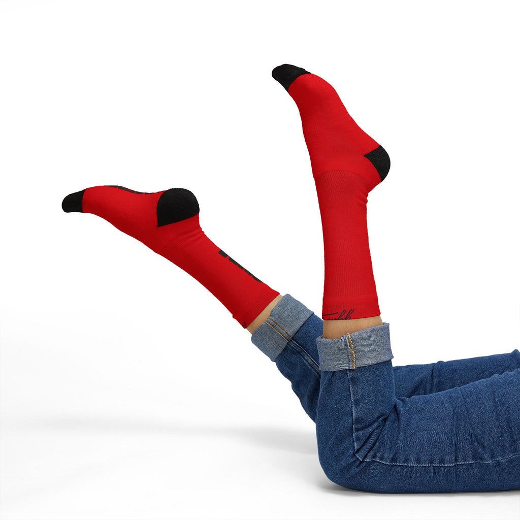 Gym Legends Sublimation Socks red elite — 'GYM' & 'LEGENDS' Athletic Crew Socks