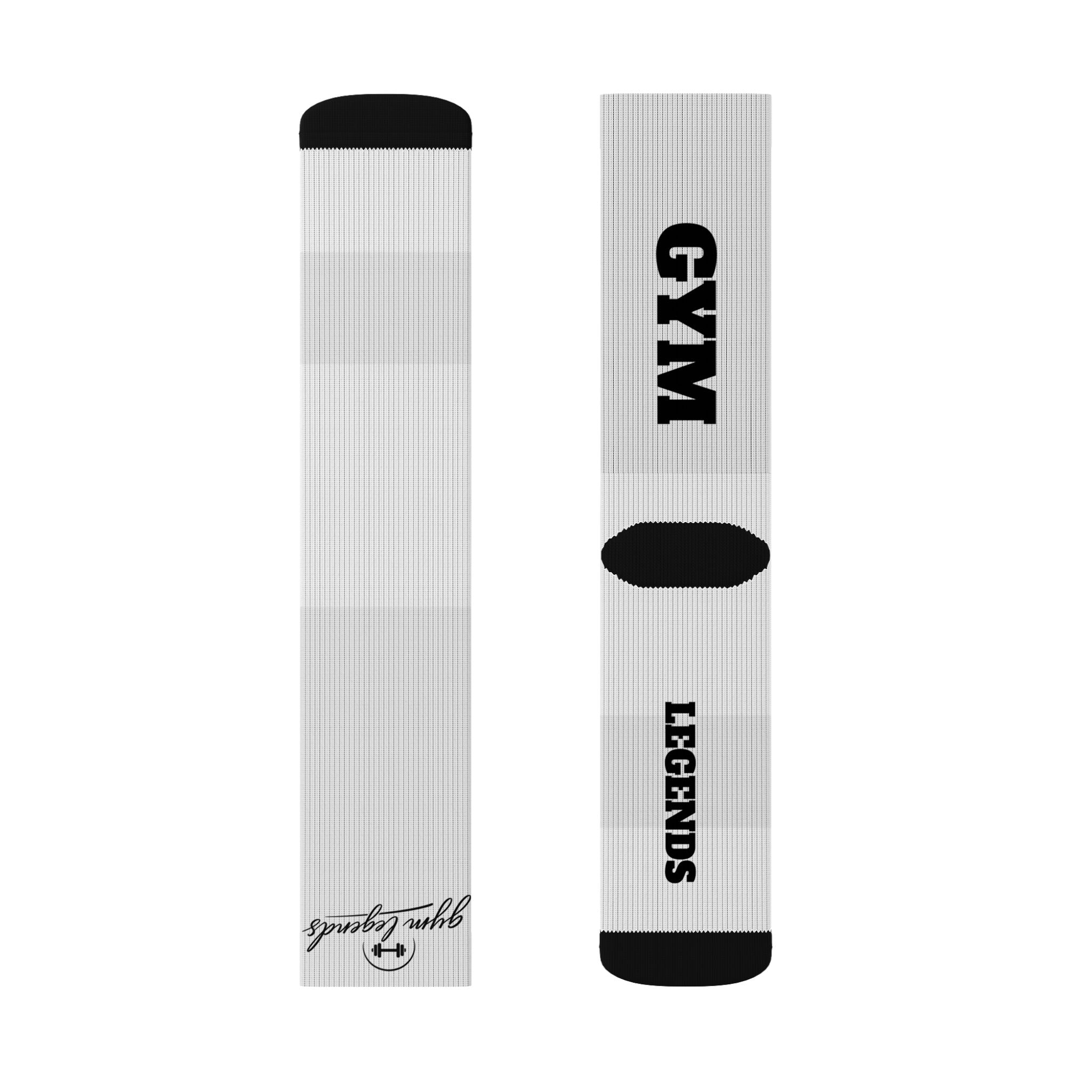 Gym Legends Sublimation Socks — 'GYM' & 'LEGENDS' Athletic Crew Socks