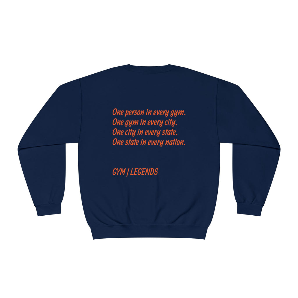 Gym Legends Crewneck Sweatshirt — "Gym, Legends" Motivational Fitness Pullover