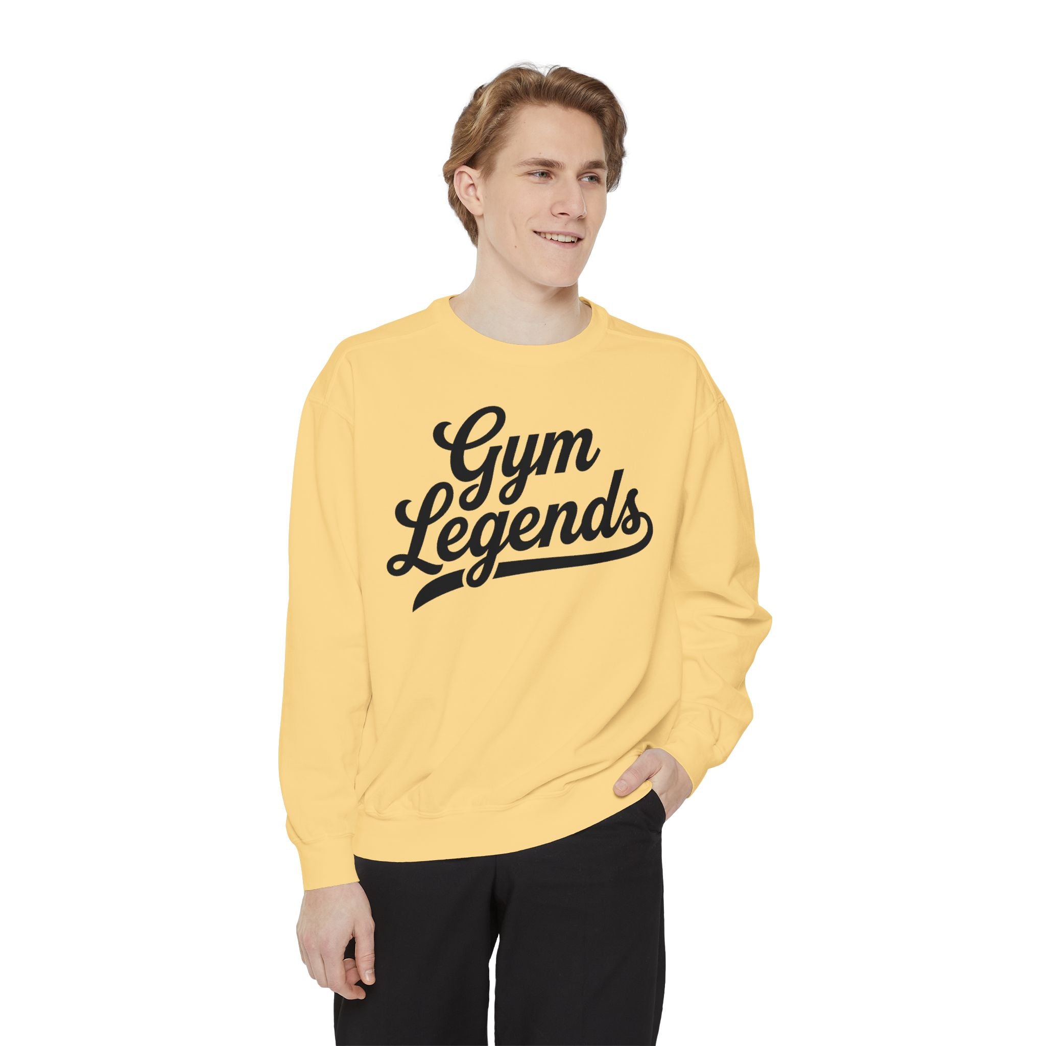Gym Legends Sweatshirt — Retro Script Fitness Crewneck