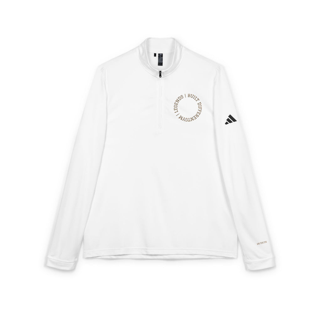 Embroidered Quarter‑Zip Pullover — White adidas® Performance Top