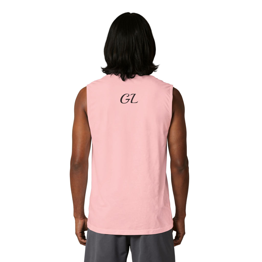 Gym Legends Muscle Tank — Minimal Athletic Sleeveless Shirt ("Gym Legends" Front, GL Back)