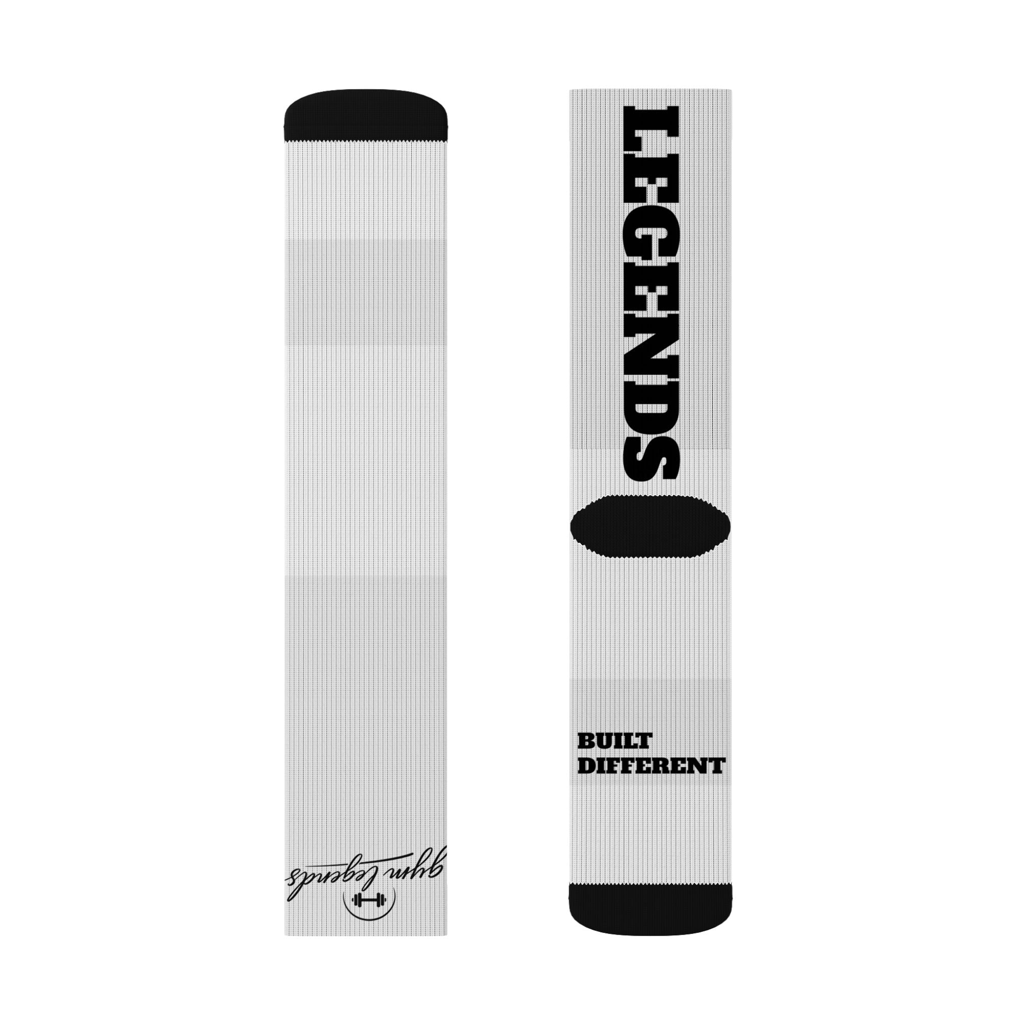 Gym Legends Sublimation Socks — 'GYM' & 'LEGENDS' Athletic Crew Socks