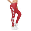 Gym Legends Women's Red Athletic Leggings — Bold Side Logo AOP